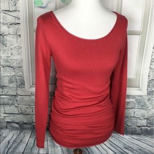 Boston Proper. Pink/Red Silk Cashmere Sweater Top.